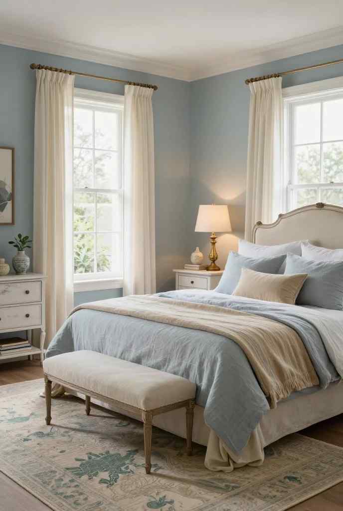 17 Vintage Bedroom Ideas That Feel Cozy, Elegant & Timeless 5 Cozy dark academia inspired bedroom with floor-to-ceiling wooden bookshelves, a small reading corner, warm ambient lamp lighting, and antique rugs.