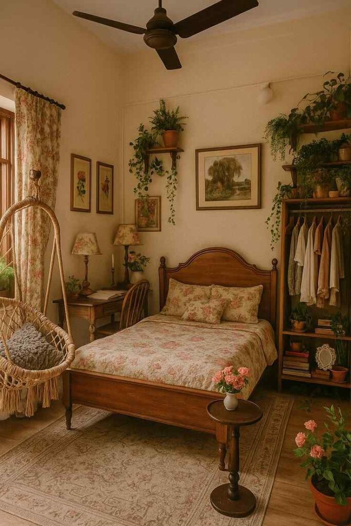 17 Vintage Bedroom Ideas That Feel Cozy, Elegant & Timeless 10 cozy cottagecore vintage bedroom floral style.jpg